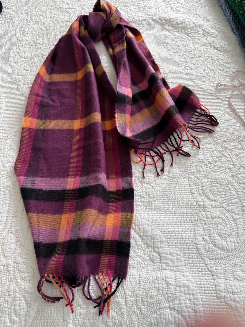 100% Cashmere Made in Scotland Orient Ginger Tartan Plaid Scarf